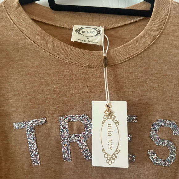 MIA JOY Tan 'Très Chic' Ruffle Sleeve Dress Size: 14 - Picture 4 of 10